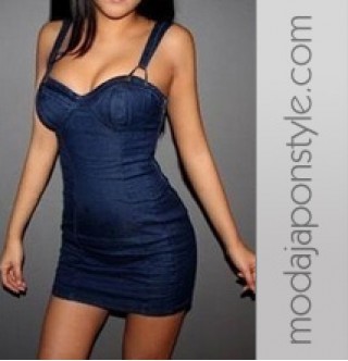 Japon Style Kot Mavi Elbise